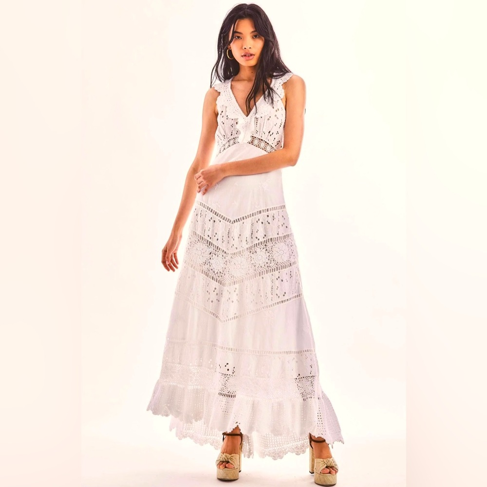 LoveShackFancy White Lace Maxi Dress